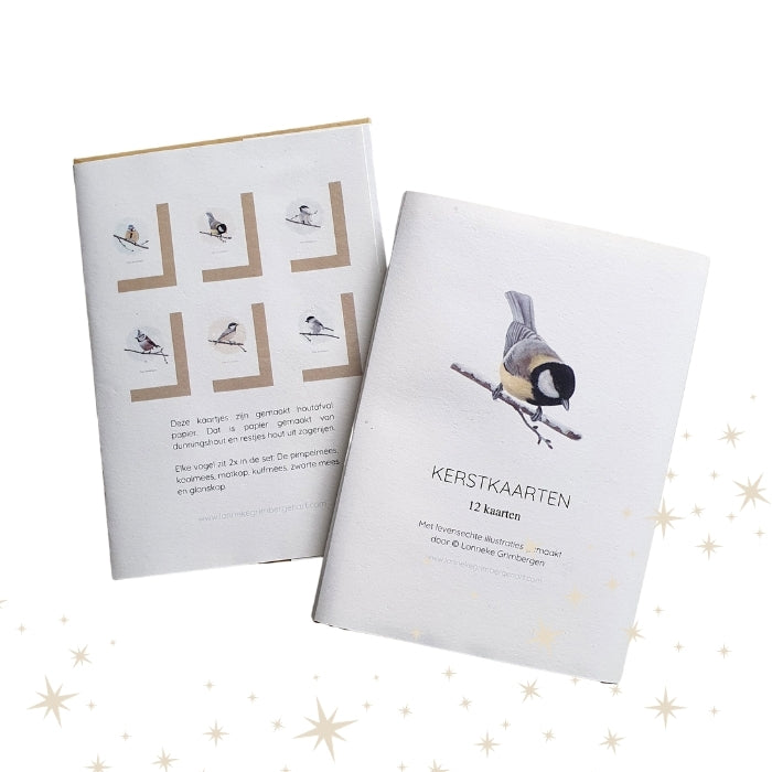 Lonneke Grimbergen Art - Set kerstkaarten mezen
