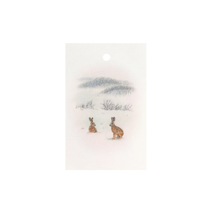 Lonneke Grimbergen Art - Mini Kaartje hazen in de sneeuw